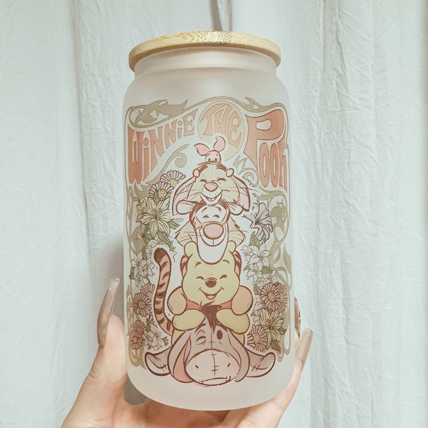 Pooh Springtime Glass Cup (frosted)