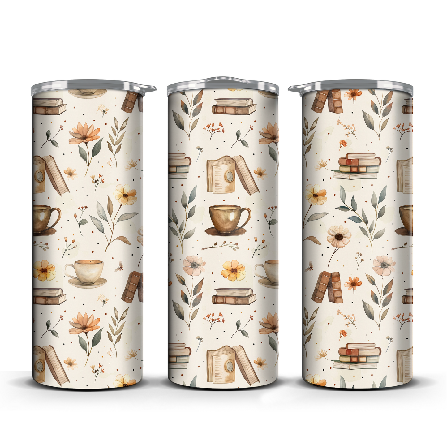 Vintage Books and Coffee Tumbler