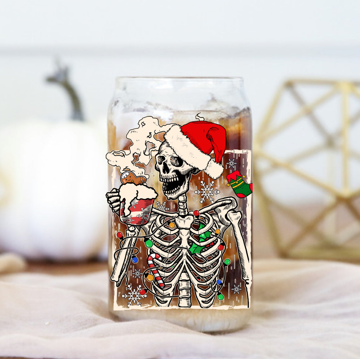 Christmas Skeleton Glass Cup