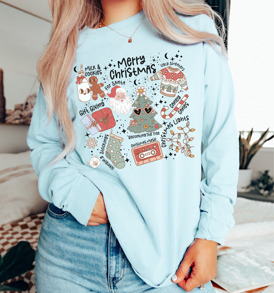 Christmas Doodles Long sleeve Tee