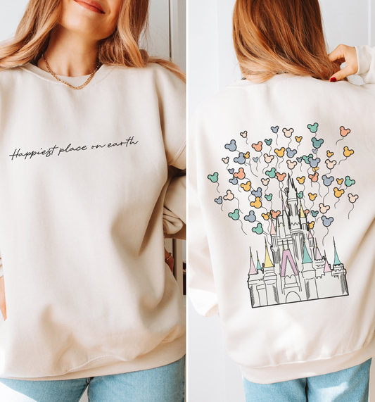 Happiest Place on Earth Crewneck Sweatshirt (front/back)